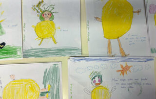 Disegni dei bambini per mimosa in fuga