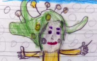 Disegno dei bambini per mimosa in fuga