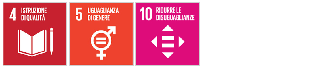 Punti 4, 5, 10 Agenda 2030. Istruzione di qualità, uguaglianza di genere, ridurre le disuguaglianze.