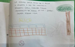 Disegno di una delle bambine sul progetto Lo spazio intorno a noi