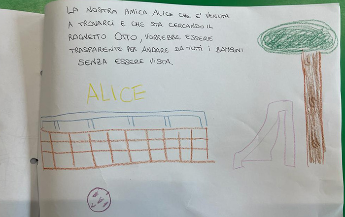 Disegno di una delle bambine sul progetto Lo spazio intorno a noi