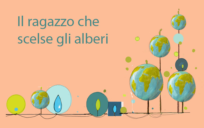 Disegno alberi con la chiamo a forma di mondo