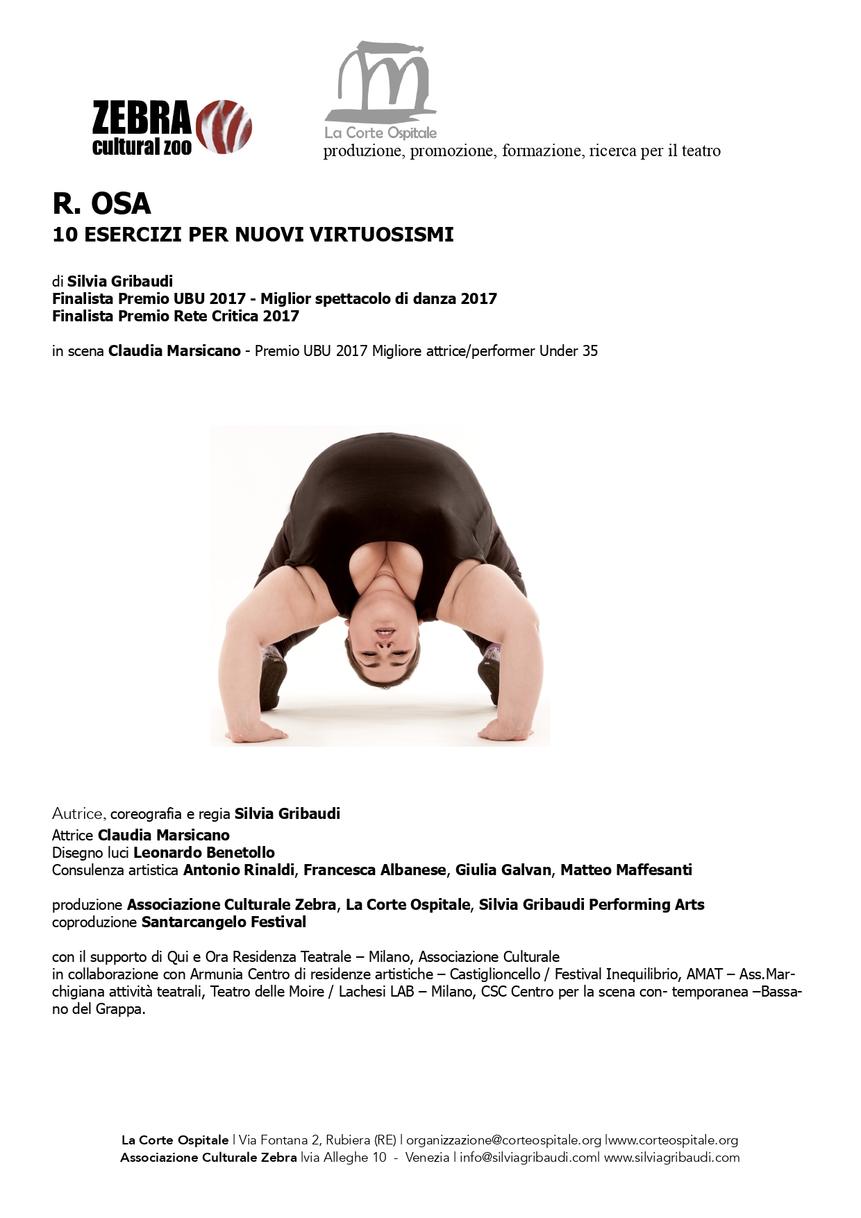 R. OSA 10 ESERCIZI PER NUOVI VIRTUOSISMI. immagine di ragazza che fa un ponte di ginnastica