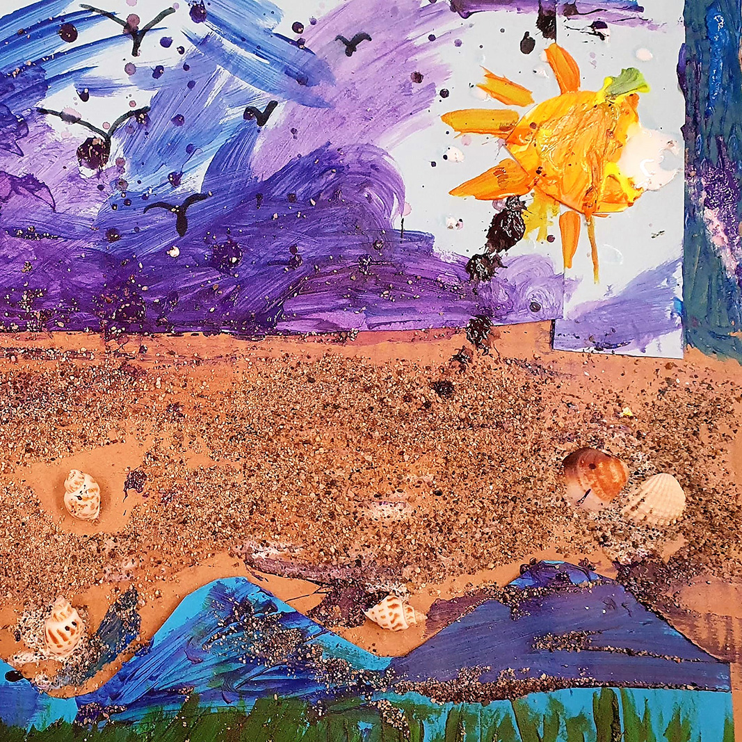 Disegno del mare, spiaggia e conchiglie Disegno del mare, spiaggia e conchiglie