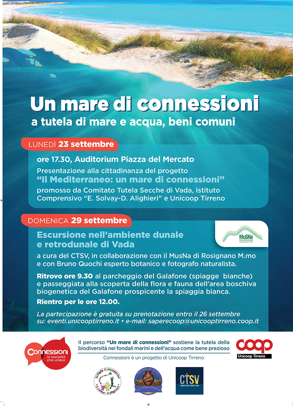 volantino un mare di connessioni a tutela di mare e acqua, beni comuni