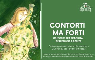 anteprima volantino contorti ma forti con disegno di ragazza che suona il contrabbasso