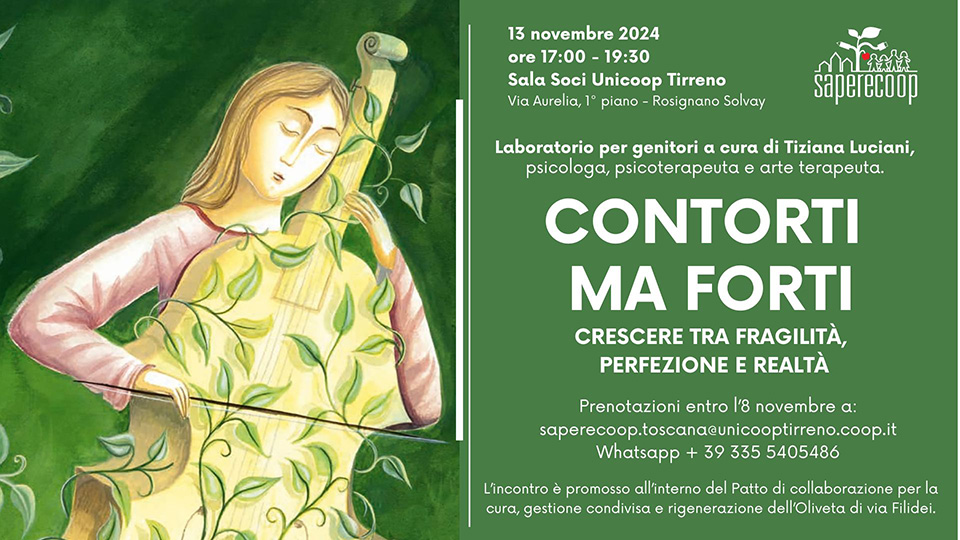 volantino contorti ma forti con disegno di ragazza che suona il contrabbasso. incontro del 13 novembre volantino contorti ma forti con disegno di ragazza che suona il contrabbasso. incontro del 13 novembre