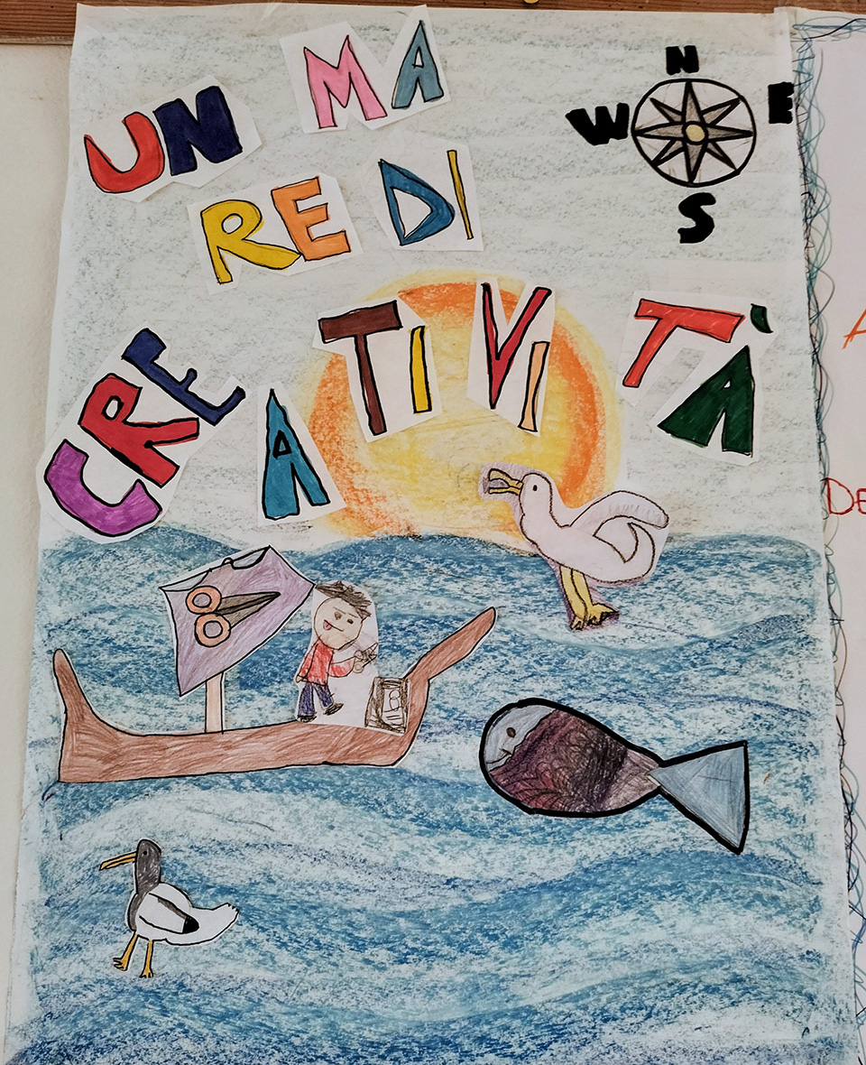 disegno creato da bambini per progetto un mare di connessioni