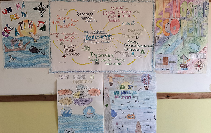 disegno creato da bambini per progetto un mare di connessioni