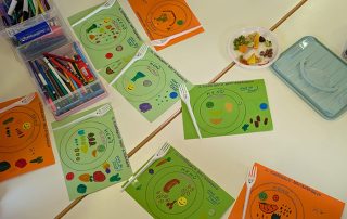 disegni creati da bambini che rappresentano dei piatti con cibo