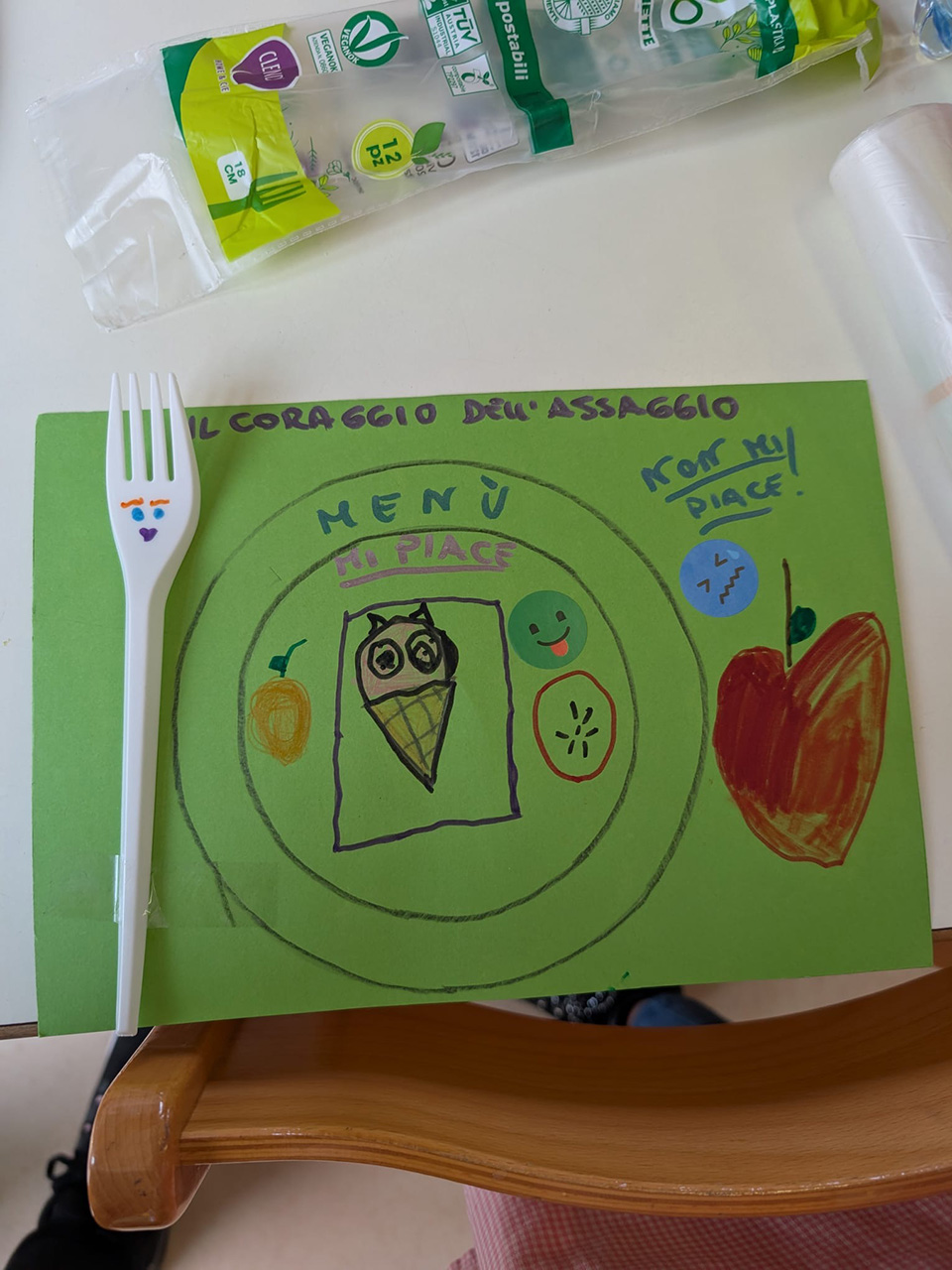 disegni creati da bambini che rappresentano dei piatti con cibo