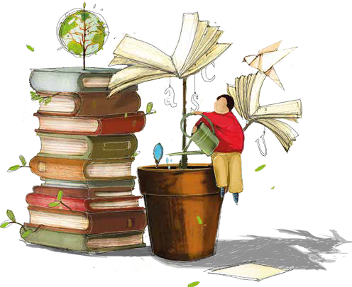 uomo-che-innaffia-pianta-di-libri