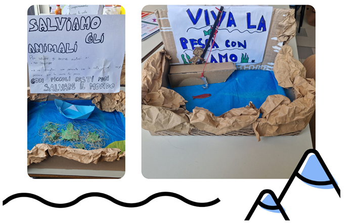 cartellone con disegni creati da bambini