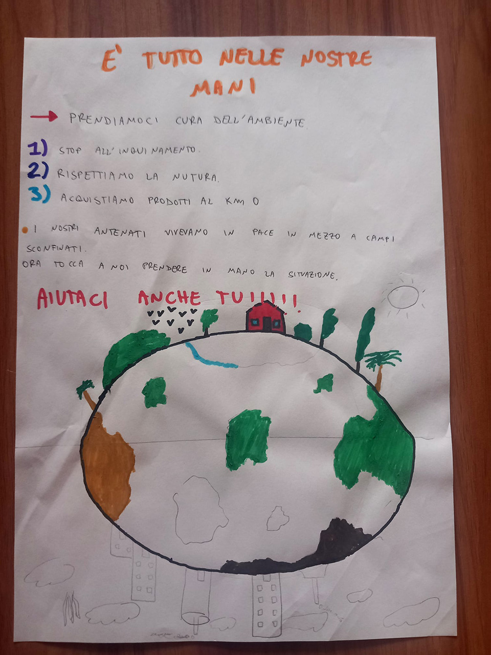 disegno è tutto nelle nostre mani con disegno del pianeta terra